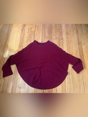 Christopher Fischer Women's Cashmere Button Poncho Sweater in Burgundy XS